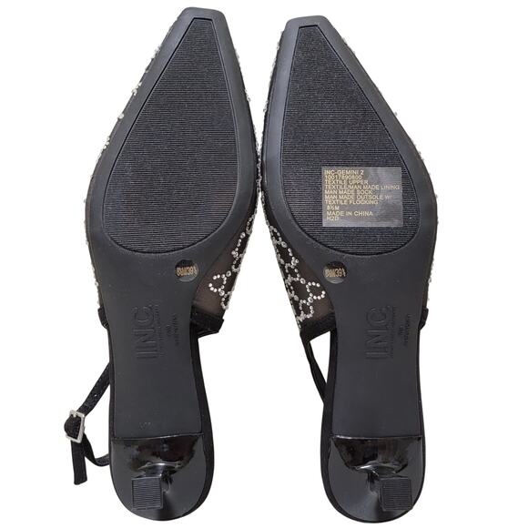 INC INTL Concepts Gemini Slingback Kitten Heels Size US 8.5M Black Bling Mesh - Picture 4 of 5